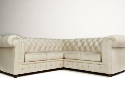 Chesterfield Ecksofa L-Form Stoff Design Couch Polster Sitz Sofa Textil