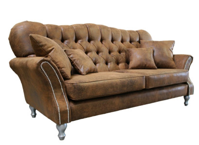 Vintage Chesterfield Sofagarnitur Couch Polster Sofa Leder 3+1 Sitzer Set