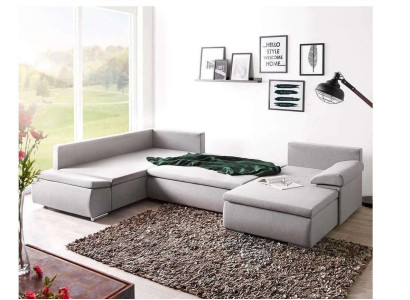 Stoff U-Form Couch Wohnlandschaft Ecksofa Garnitur Design Modern Sofa