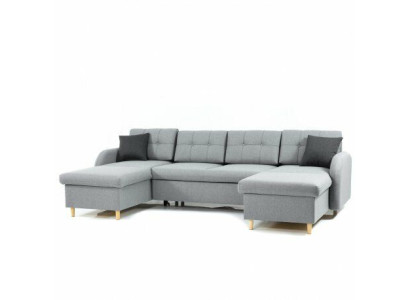 Wohnlandschaft Ecksofa Stoff U-Form Bettfunktion Couch Deko Design Polster