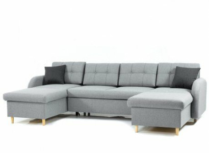 Wohnlandschaft Ecksofa Stoff U-Form Bettfunktion Couch Deko Design Polster