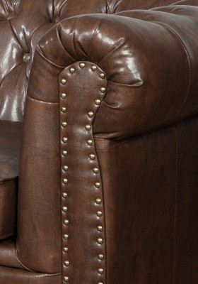 Ledersofa Couch Sofagarnitur Set 3+2 Sitzer Garnitur Design Sofa Chesterfield