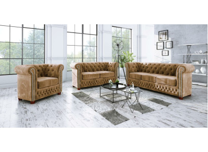 Chesterfield Sofagarnitur 3+2 Sitzer Sofa Sitz Couch Polster Garnitur Couchen