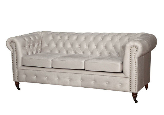 Chesterfield Dreisitzer Couch Sofa Polster + Hocker Sofas Couchen 2tlg. Set Neu