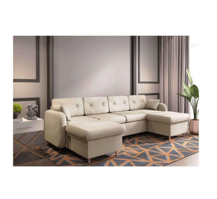 Ecksofa Sofa Polster Couch Wohnlandschaft U Form Bettfunktion Textil Stoff