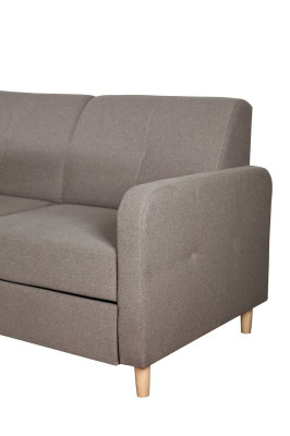 Ecksofa L-Form Sofa Couch Design Polster Modern Textil Bettfunktion Grau Stoff