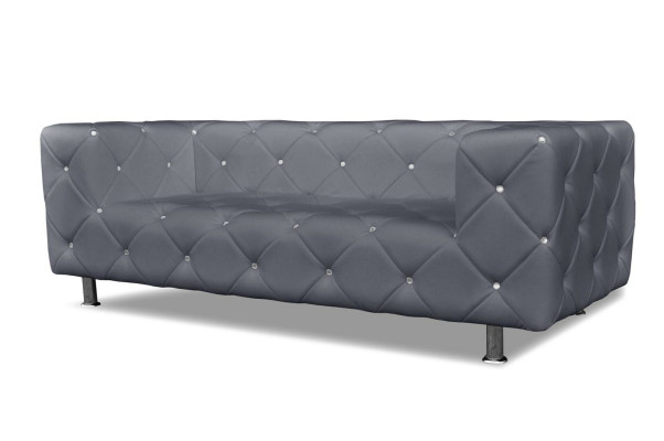 Dreisitzer Couch Polster Design Sofa 3er Sitz Sofas Zimmer Chesterfield Grau Neu