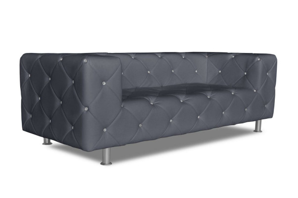 Dreisitzer Couch Polster Design Sofa 3er Sitz Sofas Zimmer Chesterfield Grau Neu
