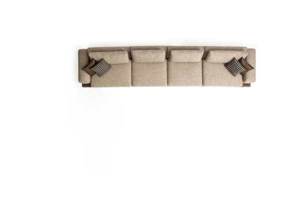 Großes Beiges Sofa Polstermöbel Sechssitzer Designer Sitzgarnitur Textil