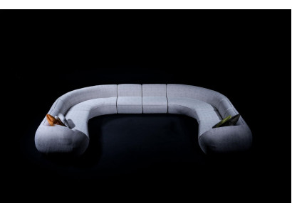 Villen Sofa Ecksofa L-Form Design Polstersofa Stil Textil Wohnlandschaft Grau