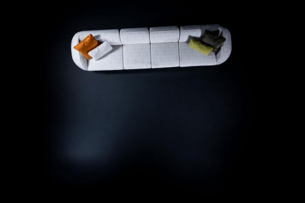 Graue Wohnlandschaft Sechssitzer Polster Textilsofa Ecklounge Modern