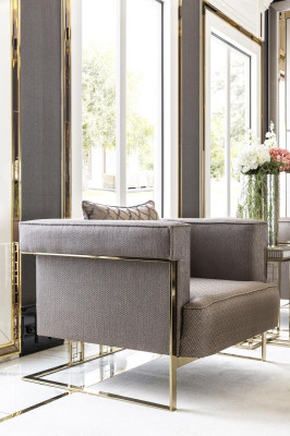 Wohnzimmer Set Grau 2x Sessel Schön Design Elegantes Beistelltisch Neu 3tlg.