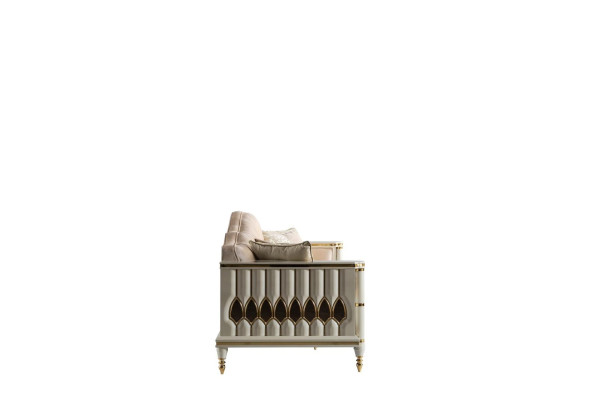 Sofa 3 Sitzer Beige Möbel Wohnzimmer Chesterfield Luxus Design Neu