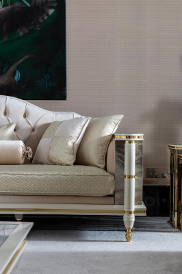 Sofa 3 Sitzer Beige Möbel Wohnzimmer Chesterfield Luxus Design Neu