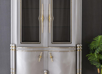 Vitrine Grau Esszimmer Schrank Regal Design Elegantes Möbel Metall Neu