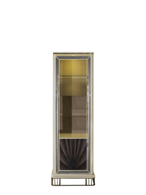 Vitrine Beige Esszimmer Schrank Regal Modern Stil Elegantes Möbel Metall Neu