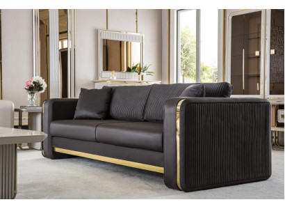 Couch Dreisitzer Sofa Möbel Luxus Sofas Couchen Metall Textil Wohnzimmer