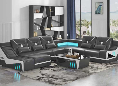 Wohnlandschaft Sofa U Form Ecksofa Designersofa Schwarz Eckgarnitur