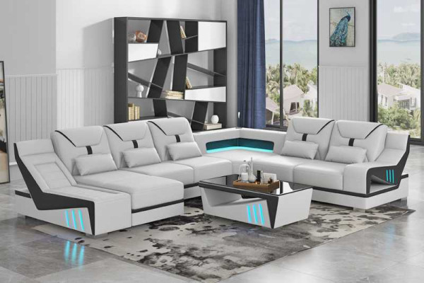 Wohnlandschaft Sofa U Form Ecksofa Designersofa Schwarz Eckgarnitur