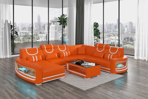 Wohnlandschaft Couchen Ledersofa Ecksofa U Form Schwarz Sofa Groß Neu