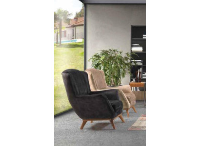 Sessel 1 Sitz Textil Lounge Luxus Polster Ohrensessel Einsitzer Design