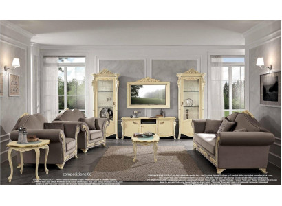 Wohnzimmer Set Sofagarnitur Holz Wohnzimmer Klassische Design Italien Set 9tlg.