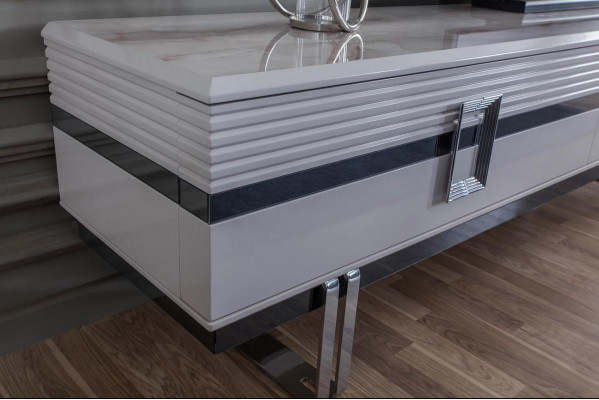 Modern Wohnwand Wohnzimmer Besteht aus 4tlg in Ekclusive Weiß Wohnwände