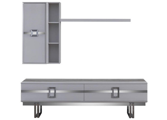 Modern Wohnwand Wohnzimmer Besteht aus 4tlg in Ekclusive Weiß Wohnwände