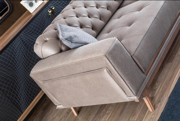 Sofa 4 Sitzer Design Sofas Polster Grau Textil Relax Sitz Möbel Modern