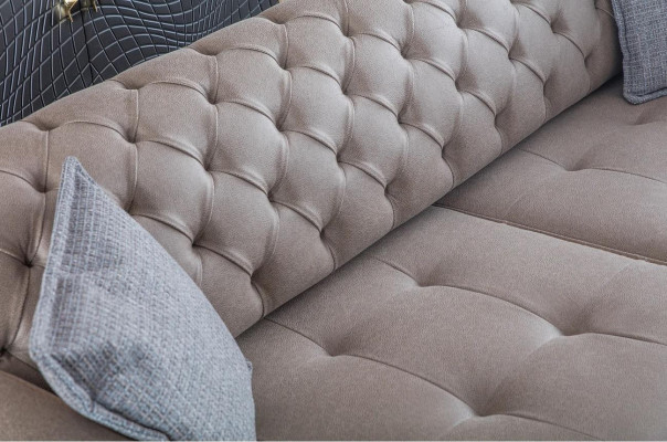 Sofa 4 Sitzer Design Sofas Polster Grau Textil Relax Sitz Möbel Modern