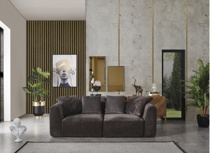 Sofa 3 Sitzer Polster Sofas Textil Wohnzimmer Neu Möbel Modern grau