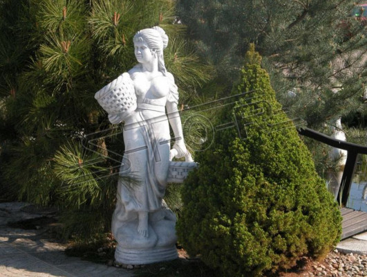 Antik Stil Figur Frau mit Korb Garten Designer Figuren Skulptur