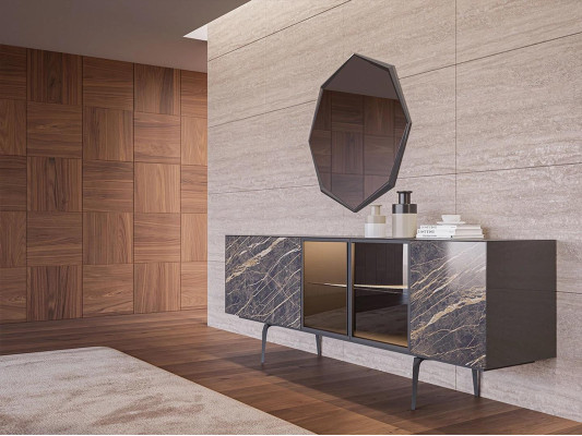 Sideboard mit Spiegel Luxus Einrichtung Esszimmer Komplett Set Modern Möbel