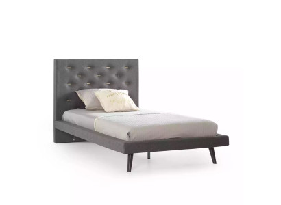 Bett 100 cm Bettgestelle Bettrahmen Kinderbett Jugendbett Stoff Grau