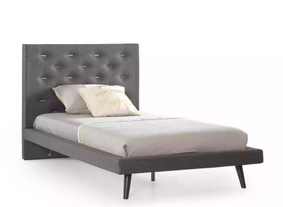 Bett 100 cm Bettgestelle Bettrahmen Kinderbett Jugendbett Stoff Grau