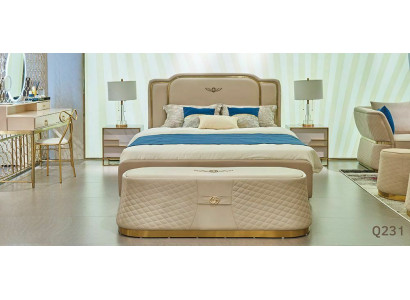 Bett Nachttisch Kommode 4 tlg. Schlafzimmer Set Design Modern Luxus