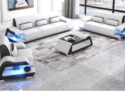 Couchgarnitur Sofagarnitur Ledersofas Sofa Komplette 3tlg Weiß Set 3+2+1