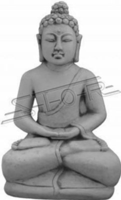 Buddha Skulptur in Steinoptik. Dekorative Große Skulptur für Garten Figur