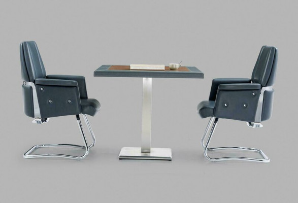 Büro Eintrichtung 3 tlg. Set Tisch Wartezimmer Sessel 2x Lehnstuhl Leder