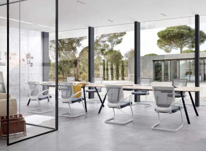 Büro Möbel Tische Besprechungs & Konferenztische Tisch 6x Lehnstuhl