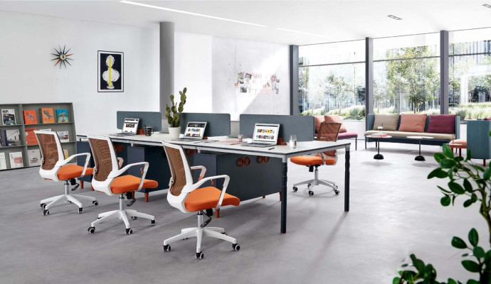 Bürotisch Counter 2 Personen Tisch Arbeitsplatz 2 Stühle Design Tisch