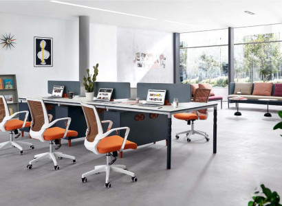 Bürotisch Counter 2 Personen Tisch Arbeitsplatz 2 Stühle Design Tisch