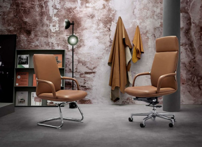 Chefsessel Sessel Dreh Computer Stühle Sitz Möbel Braun Leder Polster