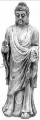 Dekorative Buddha Skulptur in Steinoptik. Figur Große Skulptur für Garten