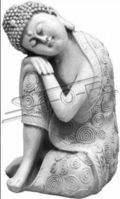 Dekorative Buddha Skulptur in Steinoptik. Große Figur Skulptur für Garten