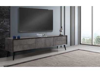 RTV Lowboard TV Ständer Wohnzimmer Grau Holz Sideboard Tisch Modern