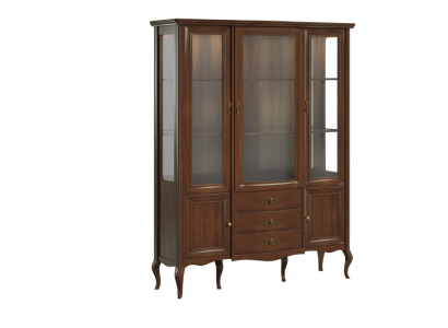 Großer Schrank Massiv Echtholz Rustikal Klassische Vitrine Vitrinenschrank PR-W3
