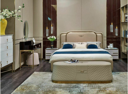 Hotelbett Luxus Design Betten Polster Metall Leder Schlafzimmer XXL