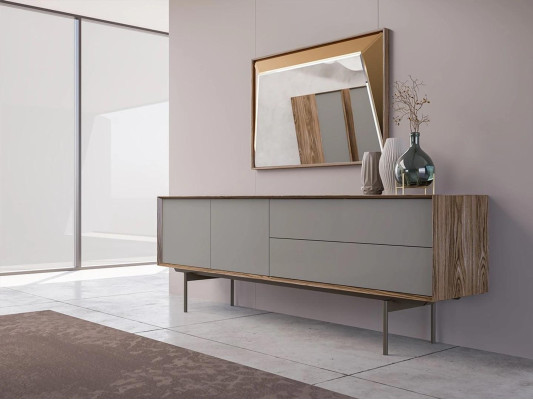 Komplett Esszimmer Sideboard mit Spiegel Design Holzschrank Einrichtung