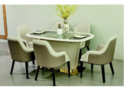 Komplett Set Esstisch + 6 Stühle Esszimmer Garnitur Ess Gruppe Tisch Tische 7tlg